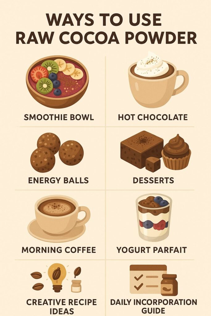 Creative ways to incorporate raw cocoa powder into daily routine