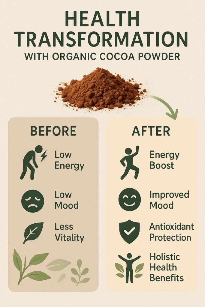 Health transformation benefits of organic cocoa powder