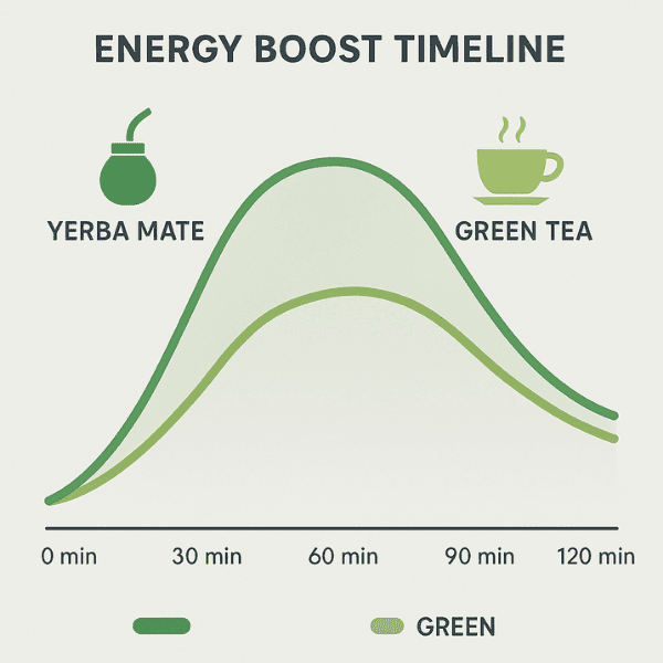 Energy boost experience comparison showing how each beverage affects energy levels over time