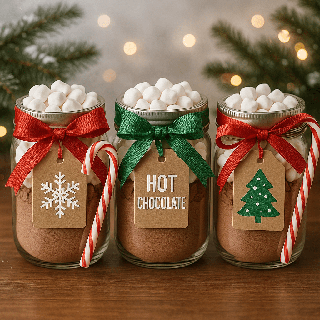 Festive Mason Jar Hot Chocolate Gift Presentation