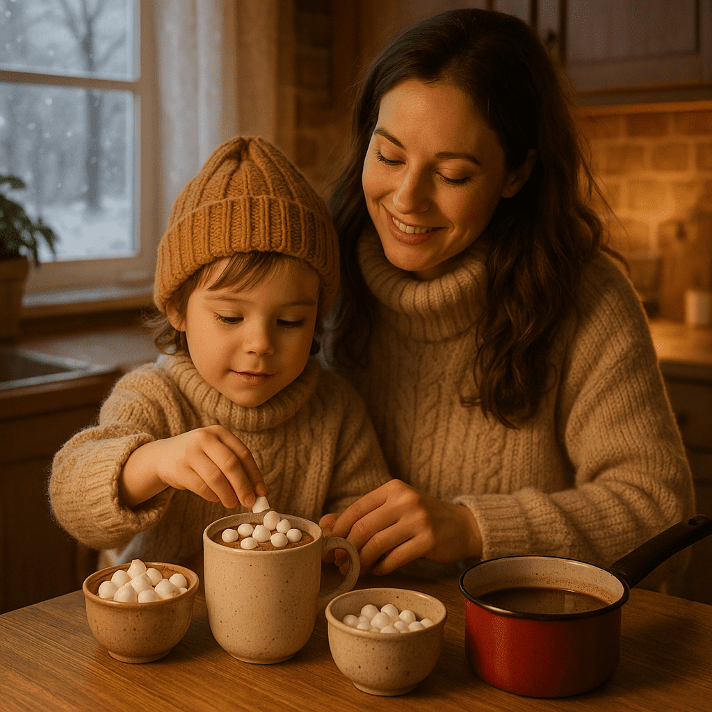 Family Making Hot Chocolate Together